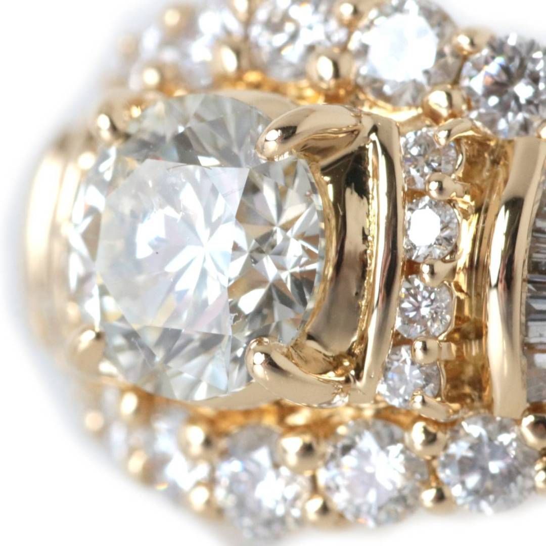 K18/18金 ダイヤモンドデザインリング 15号 ダイヤ中1.024・0.94刻印