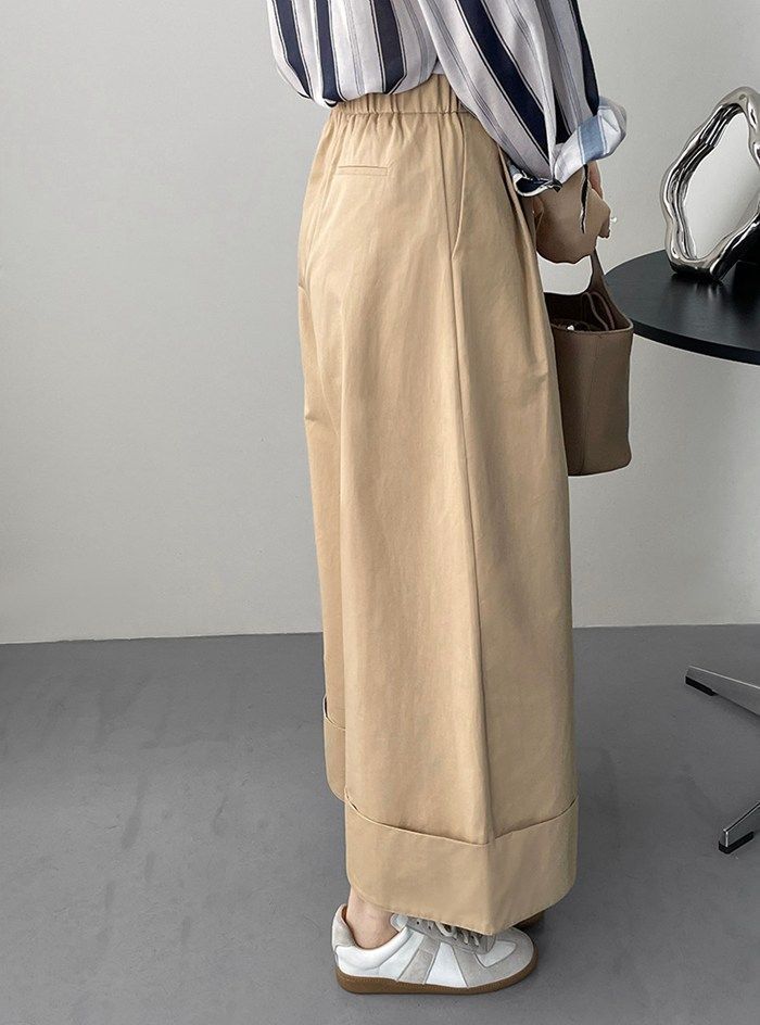 パンツ ボトムス ロング丈 ウエストゴム ストリング サイドライン 無地
