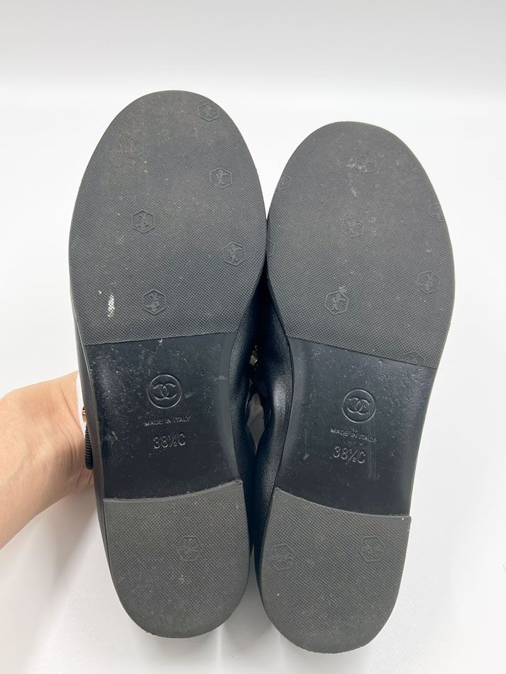 CHANEL シャネル レディース フラット シューズ 靴 Mary Janes メリージェーン ラムスキン ブラック サイズ:38.5 24A G45778 X01000 94305 CHANEL（シャネル） レディース フラット シューズ 靴 Mary Janes