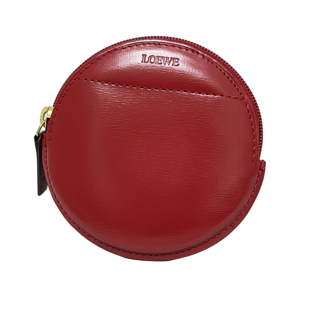 ロエベ　レザーコインケース 赤 エンボスロゴ LOEWE ロエベ ベラスケス コインケース ロゴ型押し レザー 赤