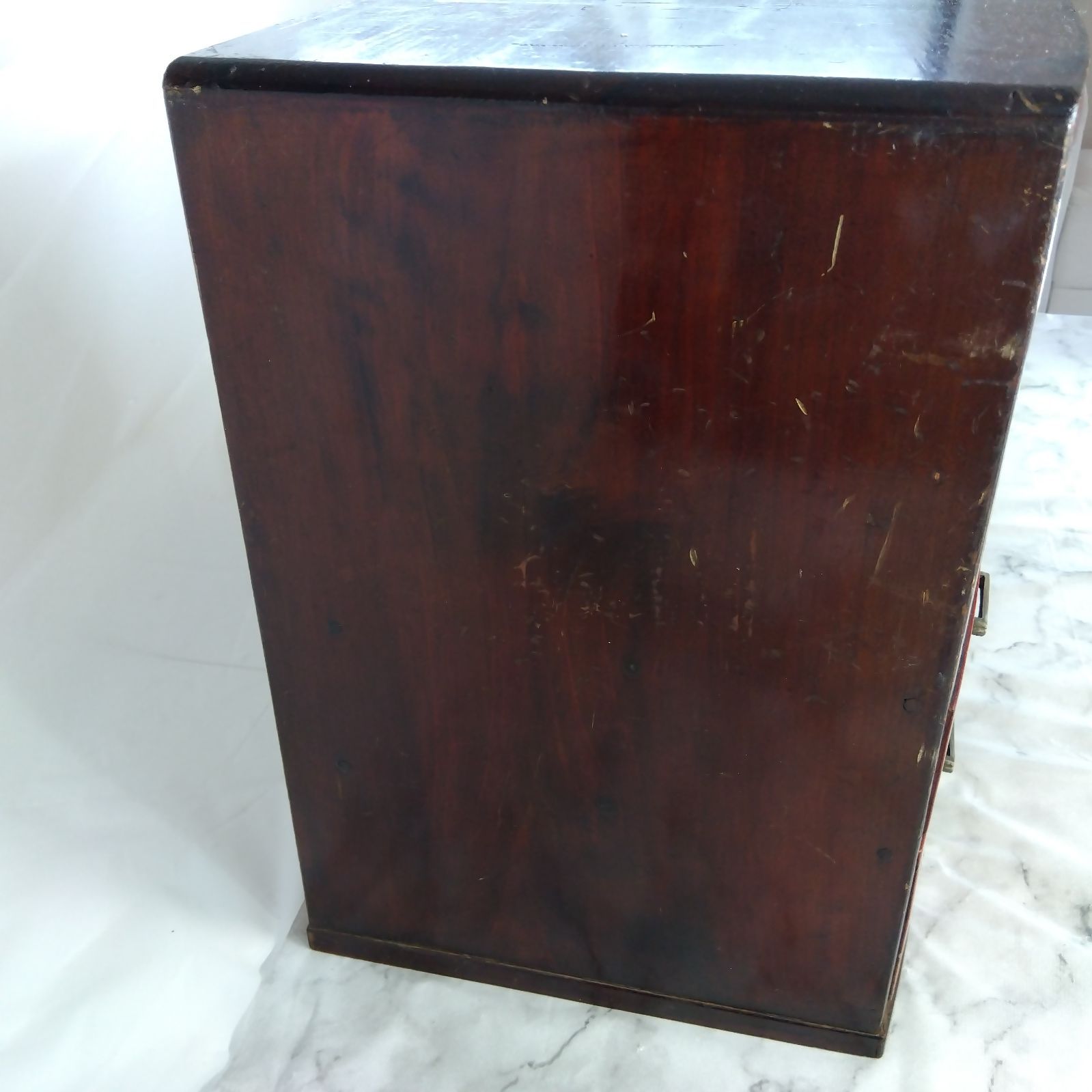 昭和レトロ 木製 小箪笥 絵柄入り 扉付き収納 和家具
