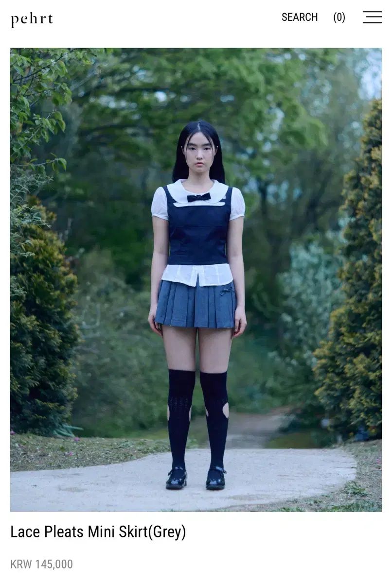 フェルト pehrt Lace Pleats Mini Skirt Grey M