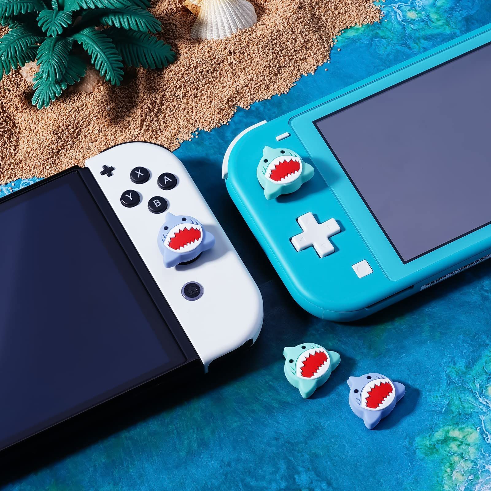 【クーポン有】に対応 Joycon Switch/OLED/Lite サメ Nintendo Nintendo かわいいシリコンジョイスティックキャップカバーアクセサリー 用 Joy-Con Switch 親指グリップキャップ JINGDU