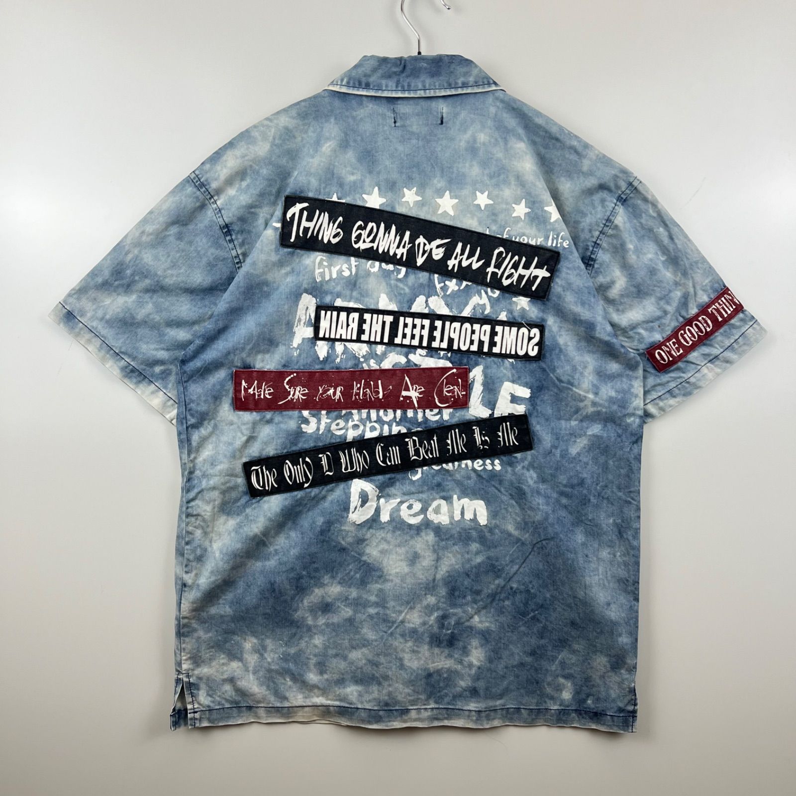 in athe attic grunge back logo bleach S/S shirts M インジ