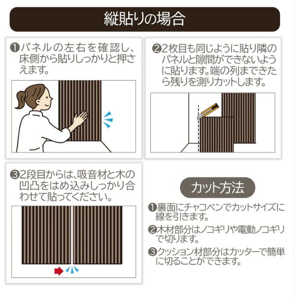 吸音パネル 吸音材 壁 80 30cm ６枚入り 吸音ボード 木製 賃貸 ウッドパネル DIY 騒音対策 おしゃれ オフィス インテリア シンプル 簡単 貼る 施工面積1.44平方メートル 吸音パネル Walnut JK MARWIL-DEMENAGEMENTS_CH