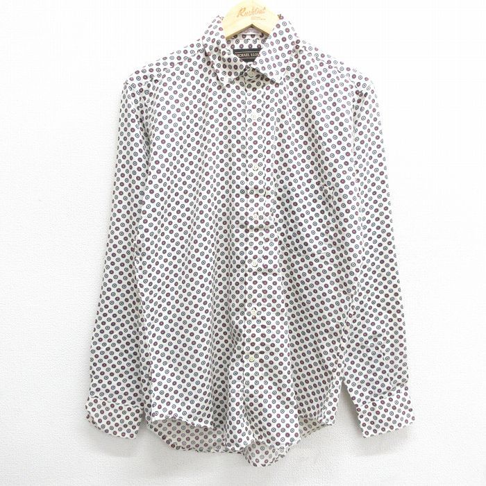 L/古着 長袖 シャツ メンズ 90s 花柄 コットン ボタンダウン 白他 ホワイト 24sep11 中古 トップス