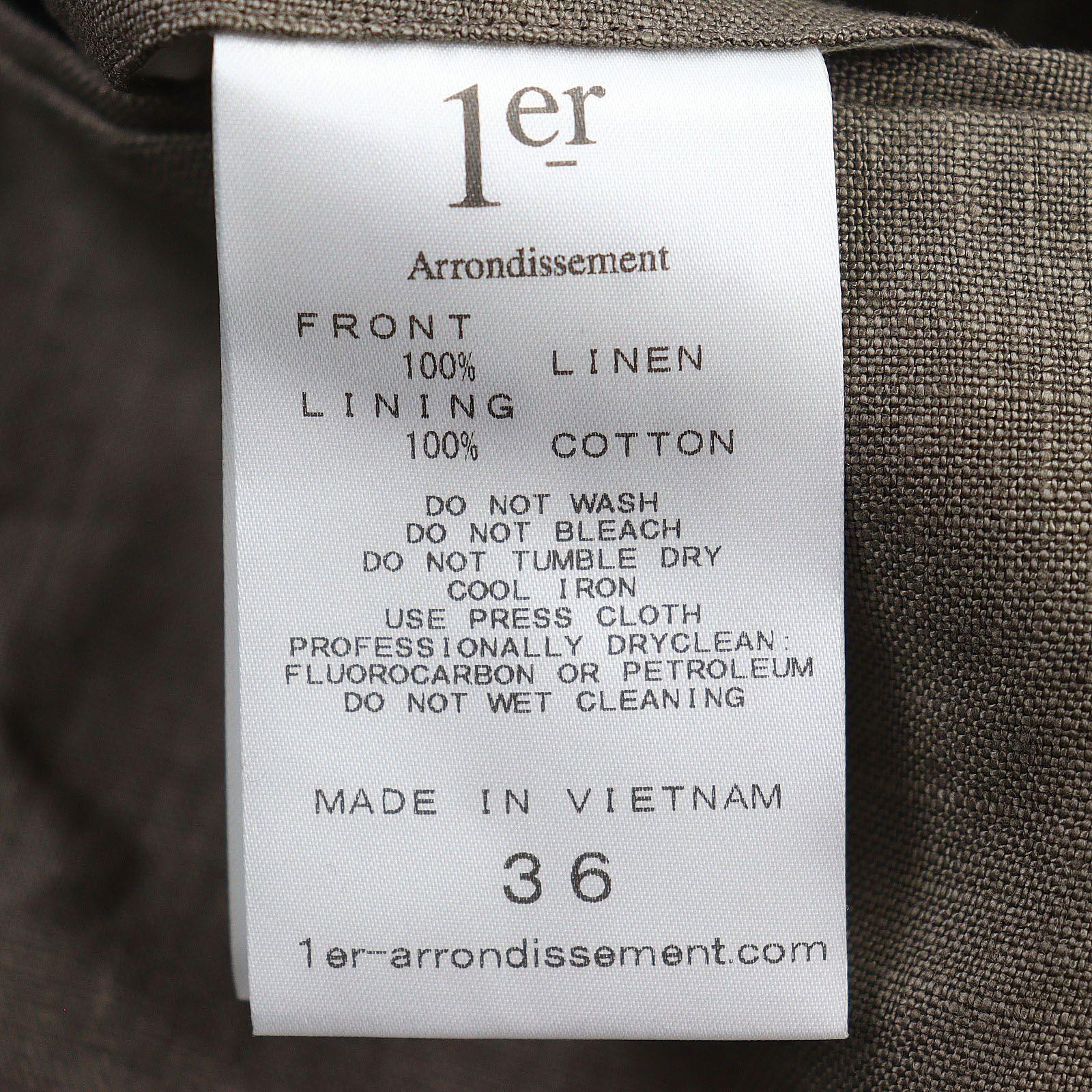 ▲1er Arrondissement プルミエ アロンディスモン リネン100％ リネンツイルノーカラージレ ベスト ブラウン 36 正規品 レディース WWW_NOITHATQUANGTHANH_NET