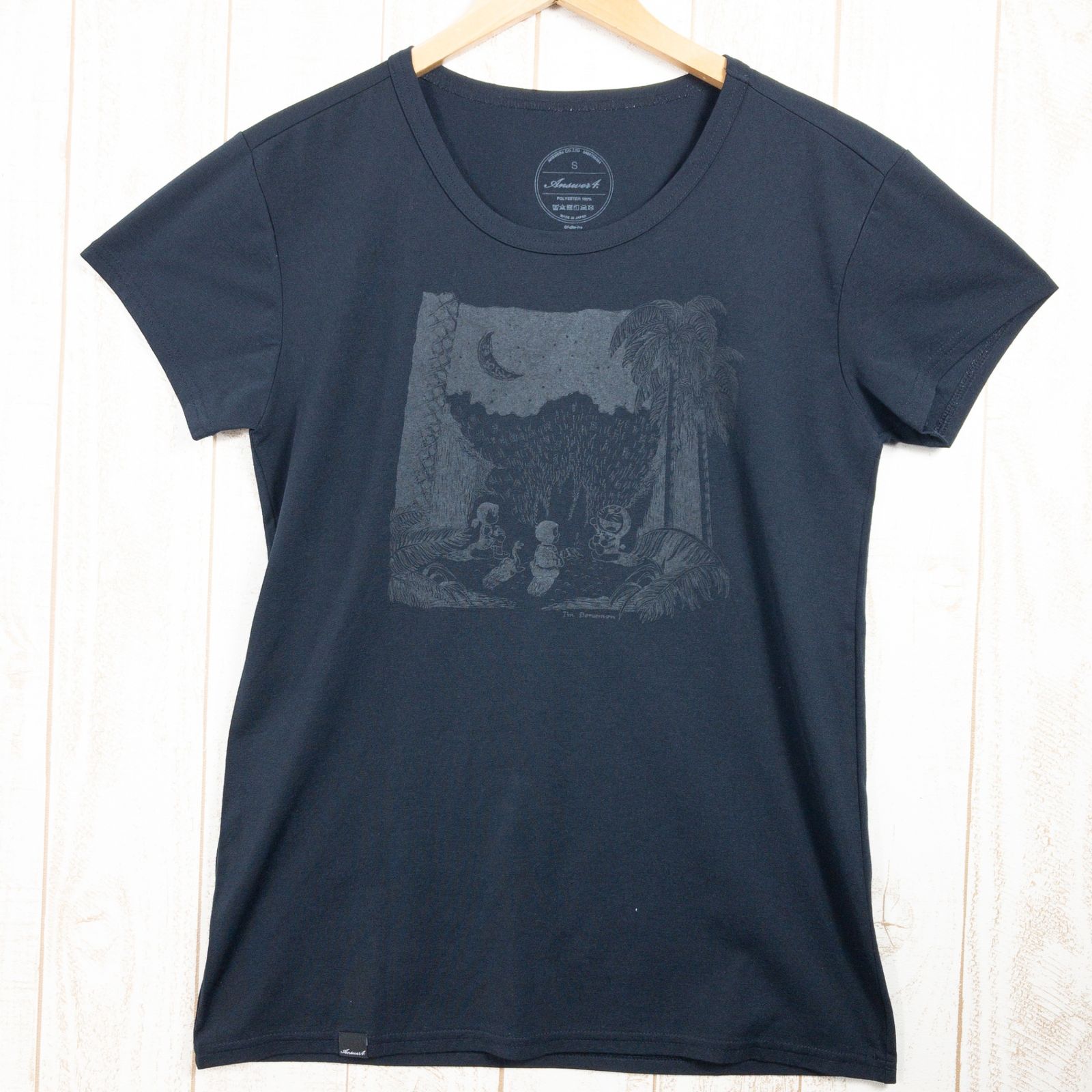 Unisex S ブラック系 Answer4 アンサーフォー ドラえもん Tシャツ ポリエステル ウェア トップス インナー シャツ ショートスリーブTシャツ クルーネック z00050159 ショートスリーブTシャツ クルーネッ