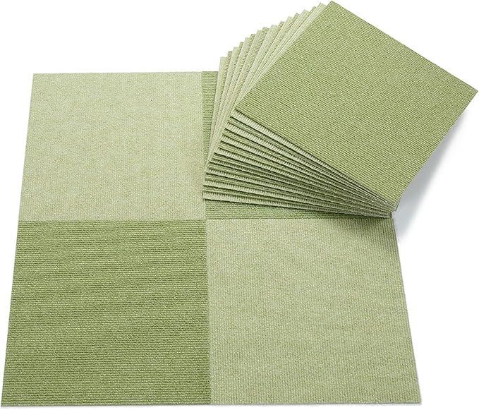 サンコー三つ葉(Sanko Mitsuba) 【日本製 撥水 消臭 洗える】サンコー ずれない タイルカーペット 25×25cm グリーンセット 20枚組 カーペットタイプ おくだけ吸着タイルマット ジョイントマット OF