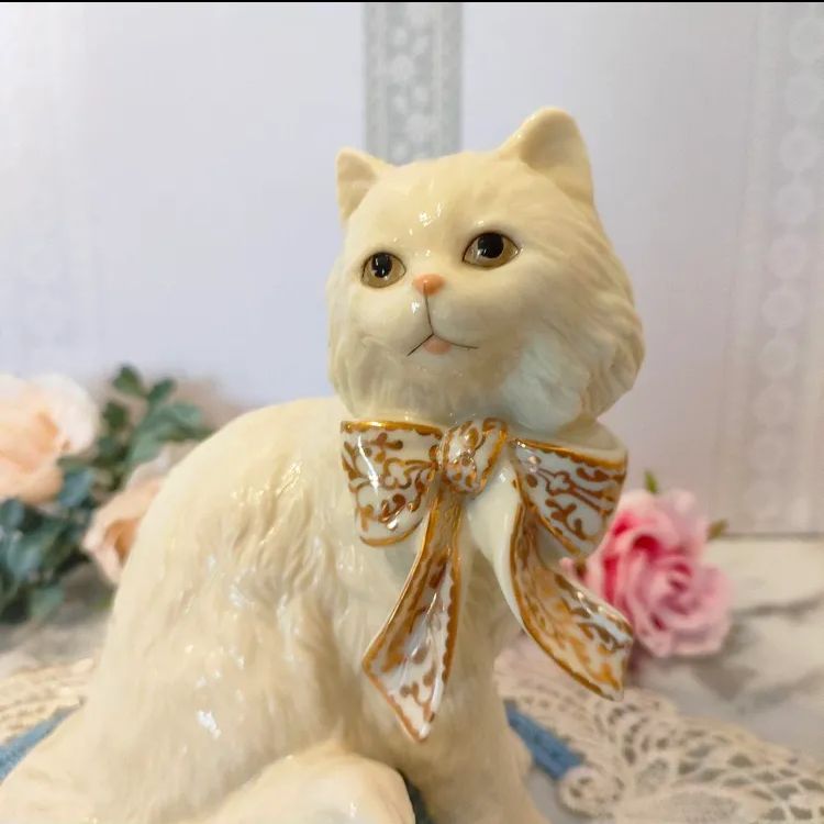 大きなサイズ レノックス ジュエリー 猫 陶器 置物 キャット 24K Cat-