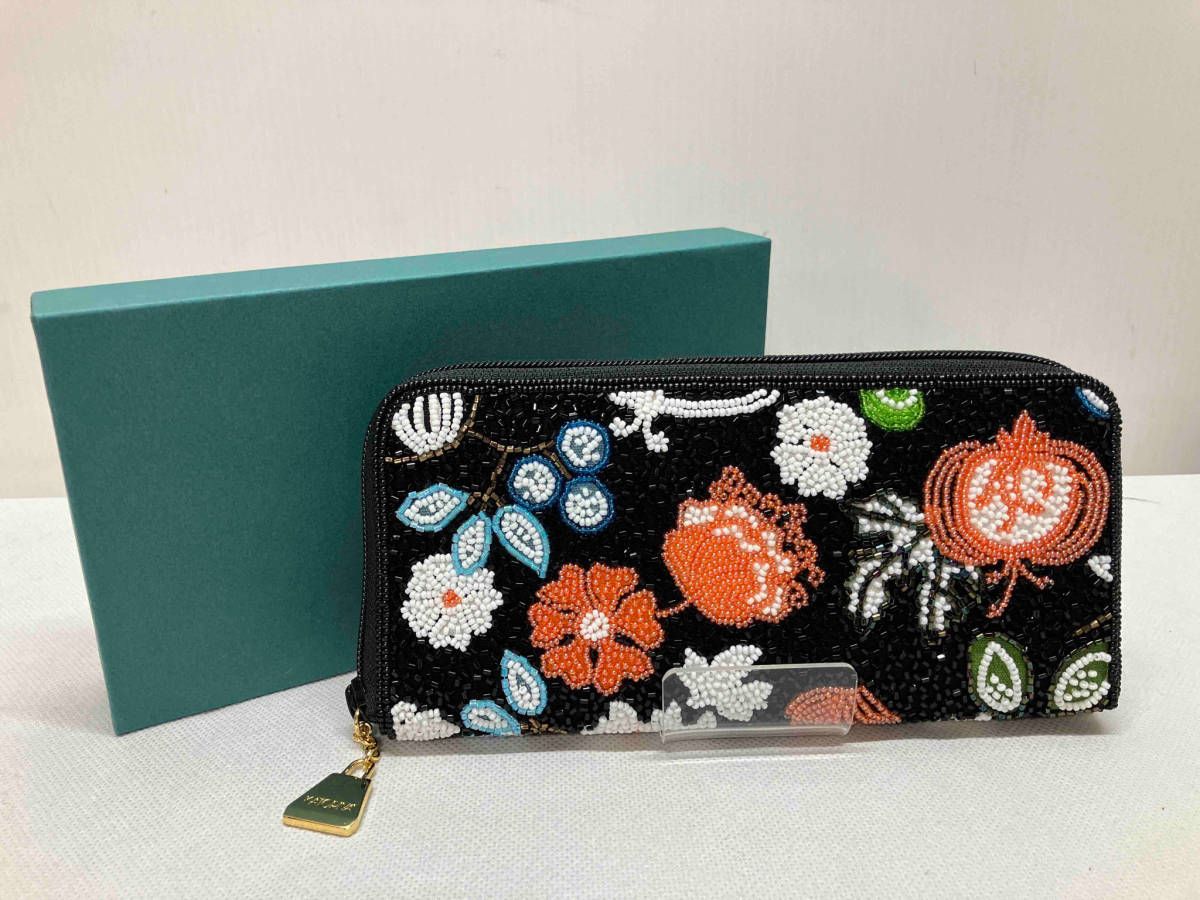 KATORIYA カトリヤ 長財布 ビーズ 花柄 レディース 箱あり KATORIYA カトリヤ 長財布 ロングウォレット ラウンドファスナー