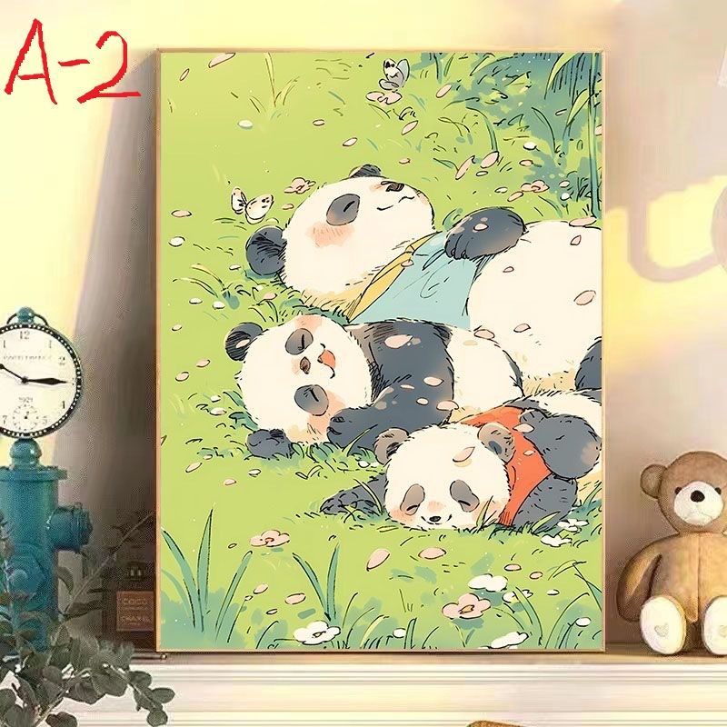 1.Aタイプ 熊 パンダ 猫 兎 アニメ DIY 数字油絵 塗り絵 手芸キット