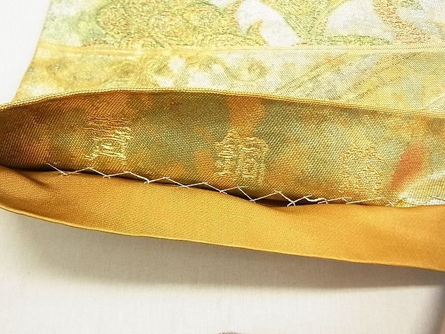 西陣 本袋帯　(皇貴浜茄子文　山藍染　北出工芸　大嘗祭謹製落款) 西陣まいづる 全通柄袋帯 やまと 証紙付 西陣織 29 瑞果流麗文