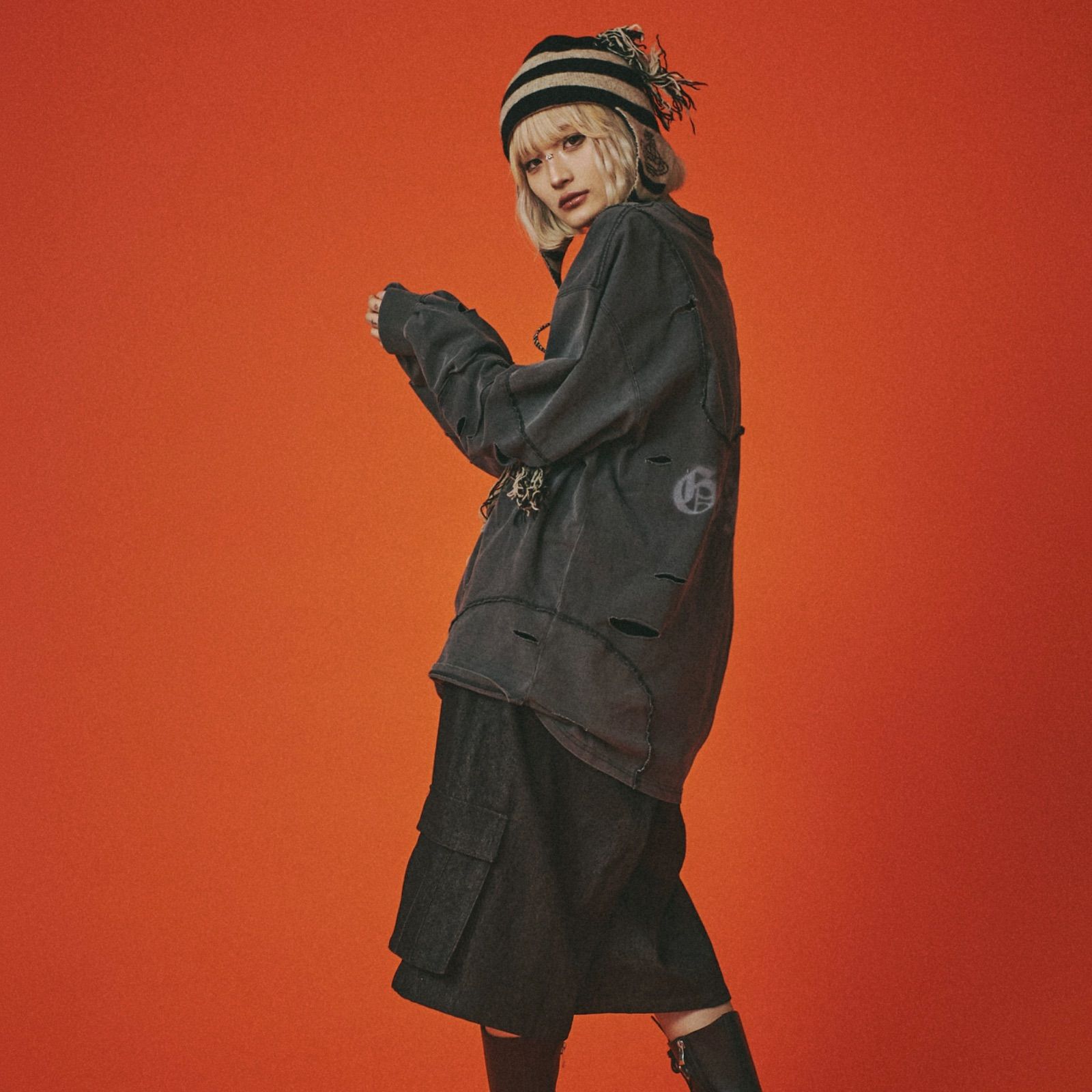 新作//【GALFY/ガルフィー：ツギハギゾンビTee】ロンT 長袖Tシャツ