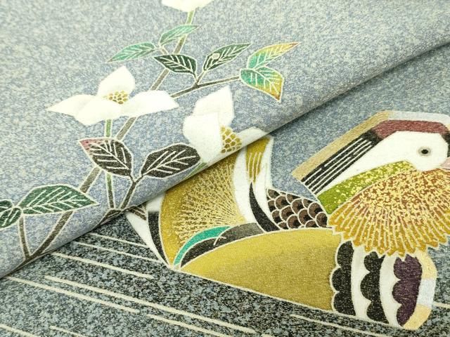 平和屋本店□極上 人間国宝・羽田登喜男 綴れ 太鼓柄袋帯 瑞鳥 金銀彩  