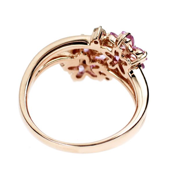 K18PG ピンクサファイア ダイヤモンド リング 1.40ct D0.05ct