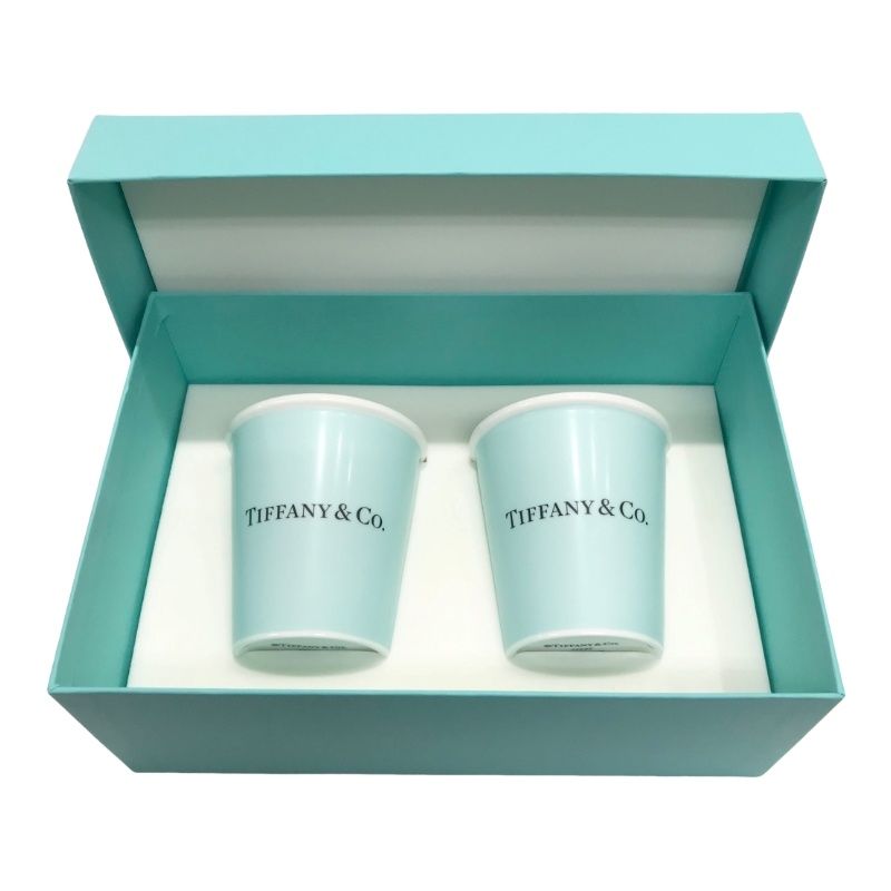 TIFFANY&Co. ティファニー ボーンチャイナ ペーパーカップ ペア 11285 ブランド食器 ティファニーブルー 【新品】 22406K10  - メルカリ