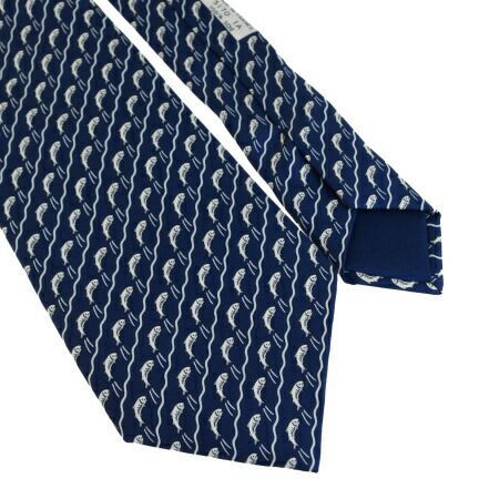 HERMES ネクタイ 魚 柄 シルク HERMES(エルメス) / 魚柄/ネクタイ/MADE