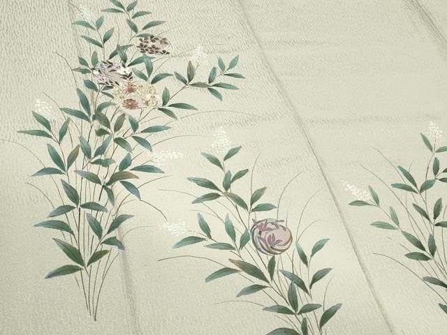 平和屋着物□訪問着 手描き 刺繍 枝花丸文 金銀彩 正絹 逸品