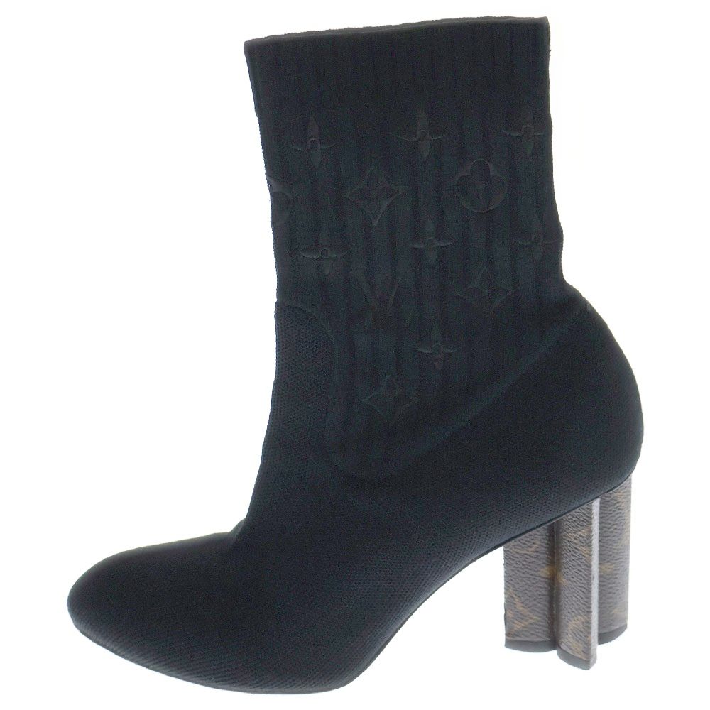 Louis Vuitton シルエットライン ニット モノグラム アンクルブーツ