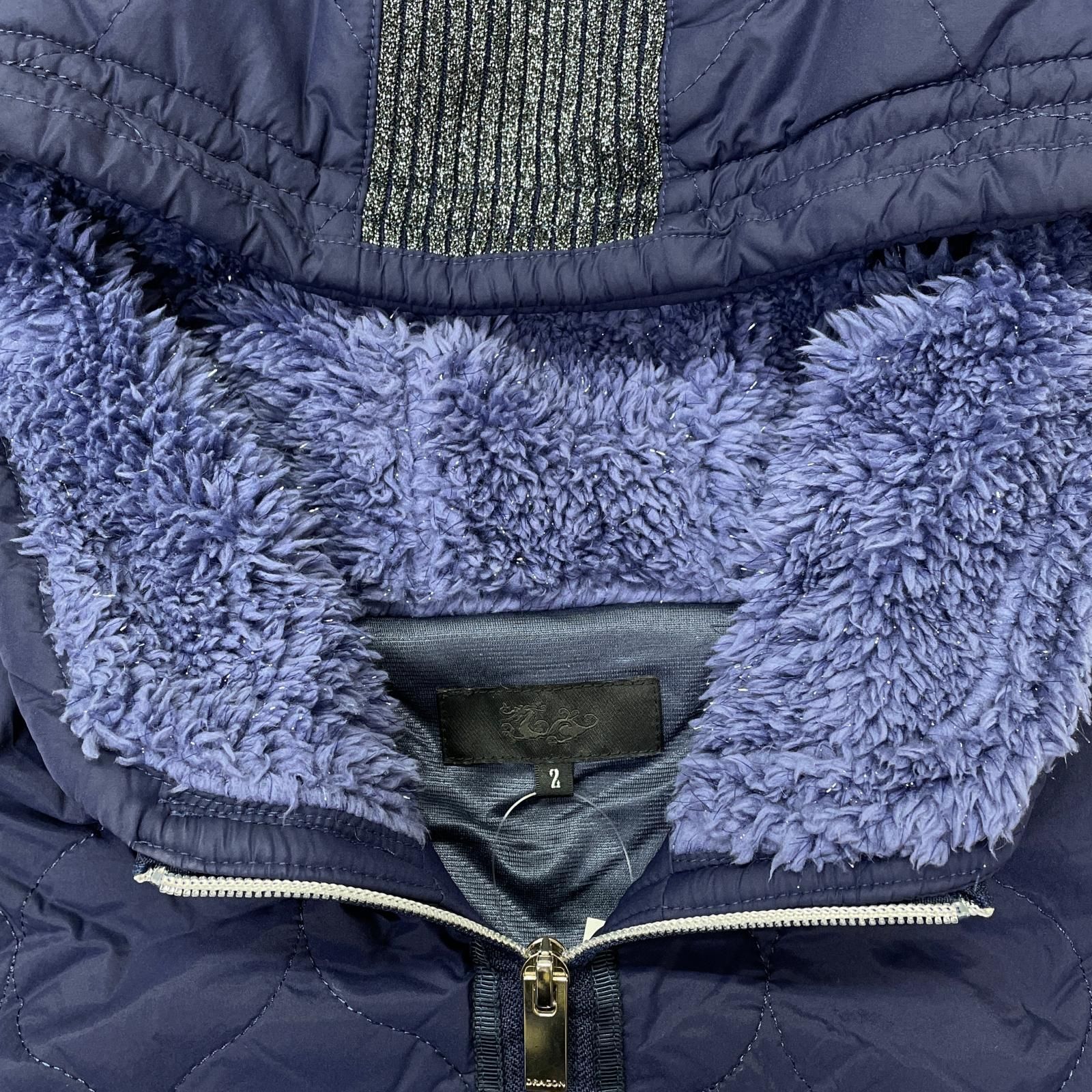 レディース ダンスウィズドラゴン DANCE WITH DRAGON ベスト 2 M 紺 ネイビー キルティング 丈長め フード付き 防寒 LLC-HASEGAWATOSO_COM