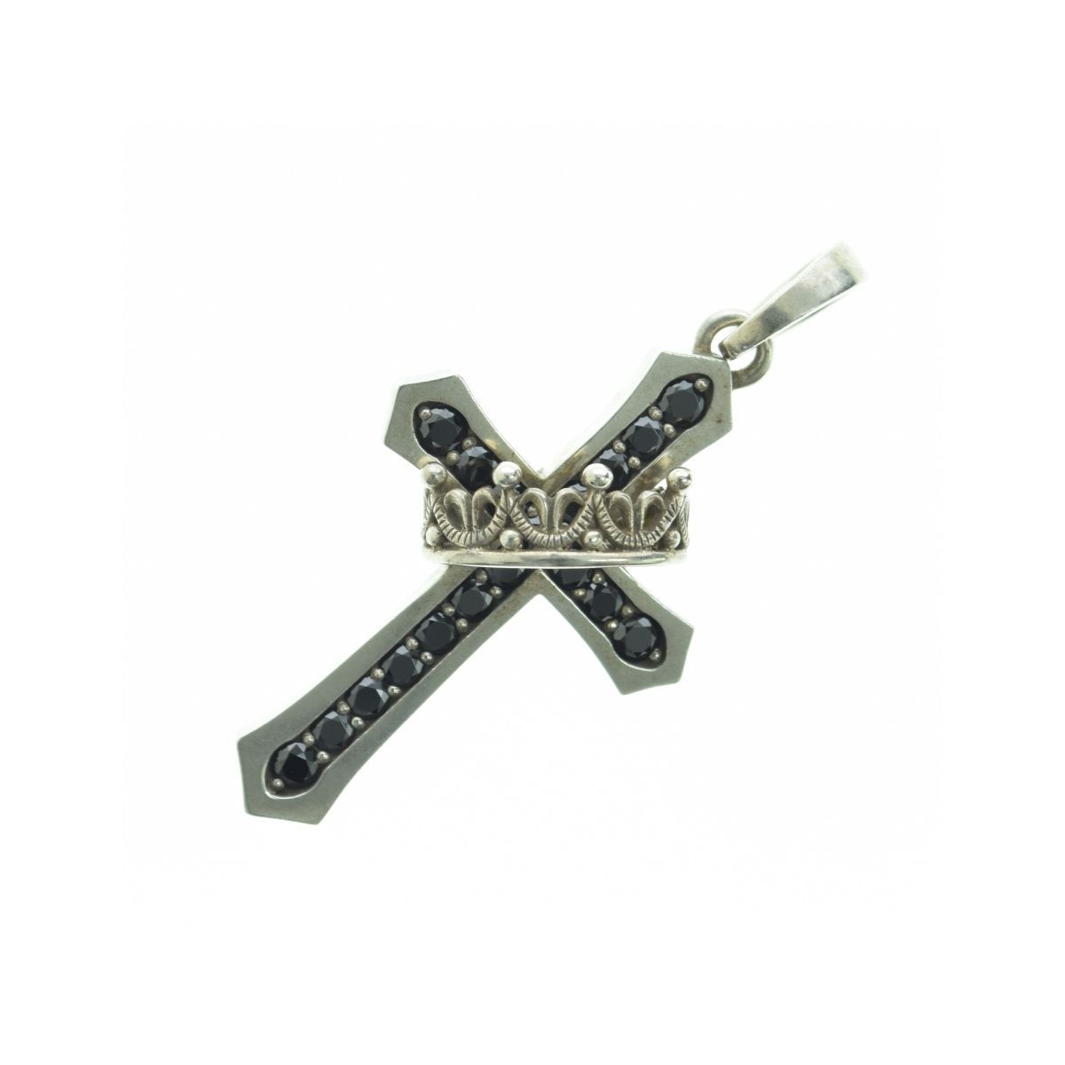 JustinDavis】SPJ122-1 CROSS with CROWN/STONE ペンダント シルバー 