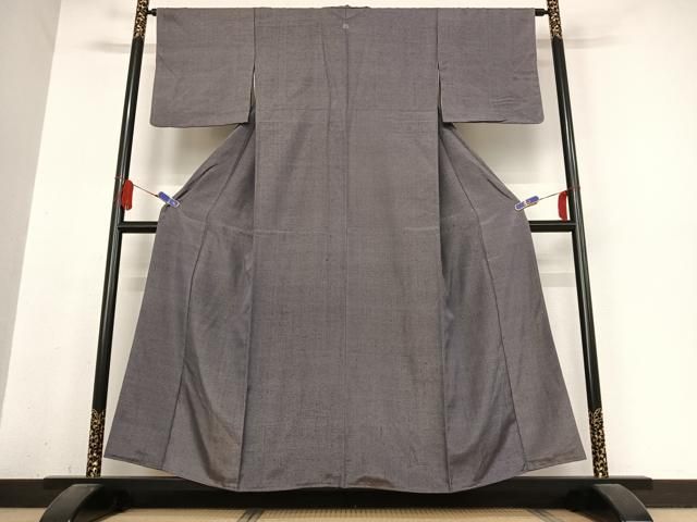 平和屋着物 上質な紬 黒紅色 金通し地 正絹 AABB0270zg