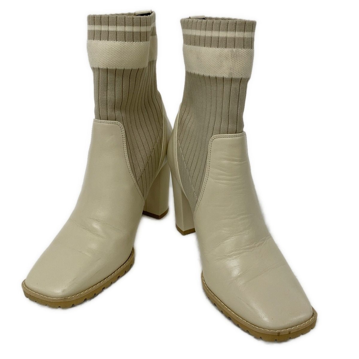 DIANA ダイアナ ショートブーツ 23 レディース - アイボリー×ベージュ レザー