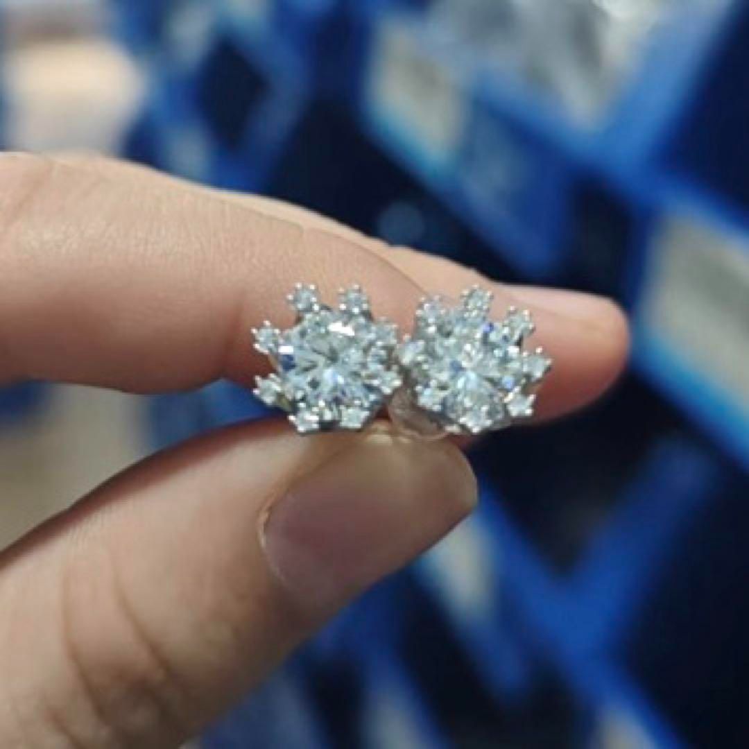 モアサナイト ピアス 人工ダイヤ 輝き 最高級 S925 フラワー 両