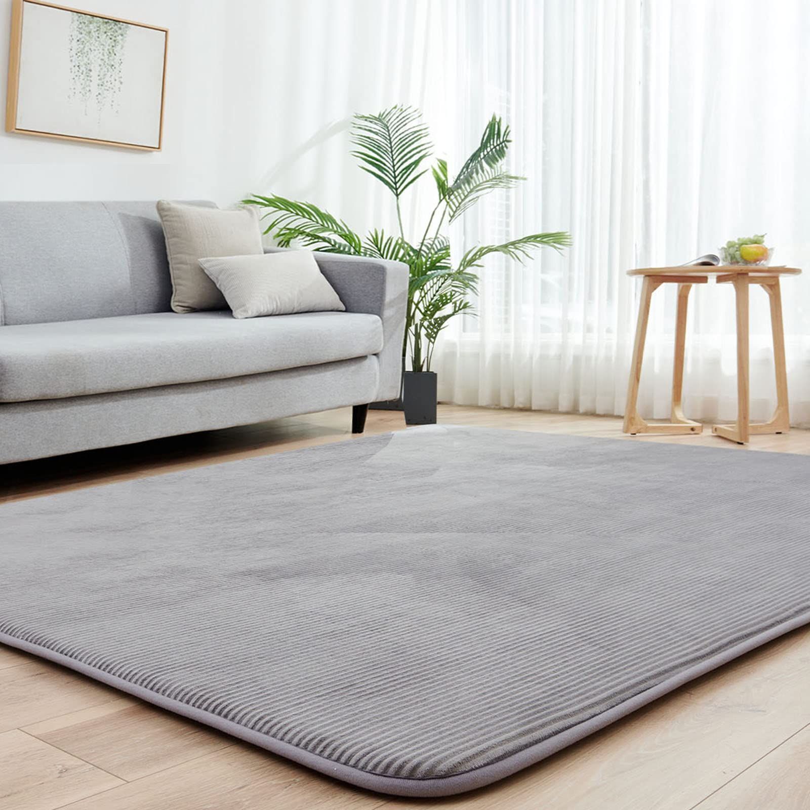 カーペットラグ 極厚 ラグマット 2畳 高反発 185×185cm 厚手 35mm 冬 床暖房対応 カーペット 洗える 滑り止め付 じゅうたん 防ダニ 抗菌 オールシーズン フランネル グレー aicomri