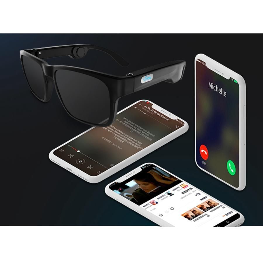 骨伝導メガネスマートオーディオサングラスBluetooth5.0ブラックレンズ