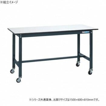 サカエ 軽量作業台SELタイプ 抗菌加工 ダークグレーキャスター付 1500×600×810mm SEL-1560PR