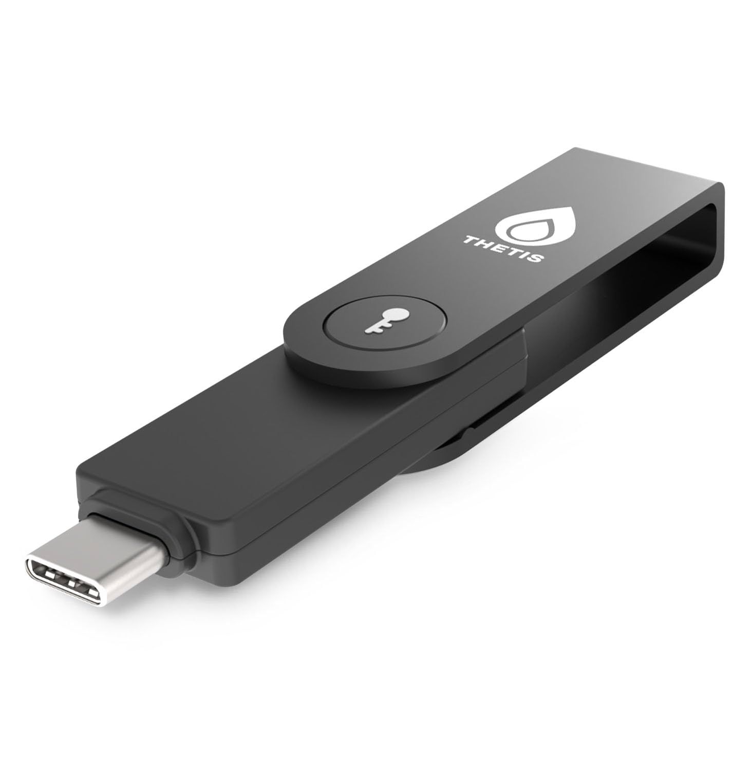 Thetis Pro-C FIDO2 セキュリティキーは、USB CまたはNFCデバイス経由で接続、FIDO