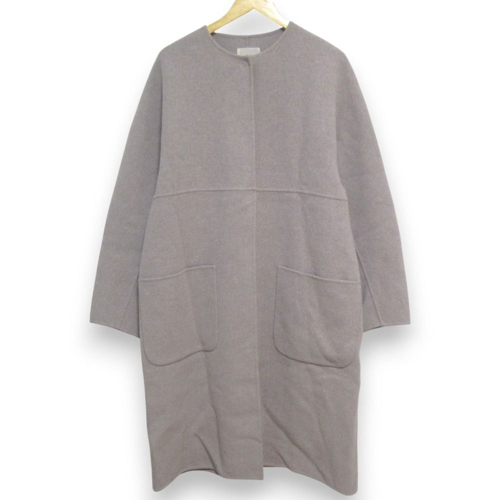 22AW IENA イエナ ノンミュールジングウールブレンド ノー リバーコート 22-020-900-5531-3-0 サイズ38 グレージュ レディース 古着