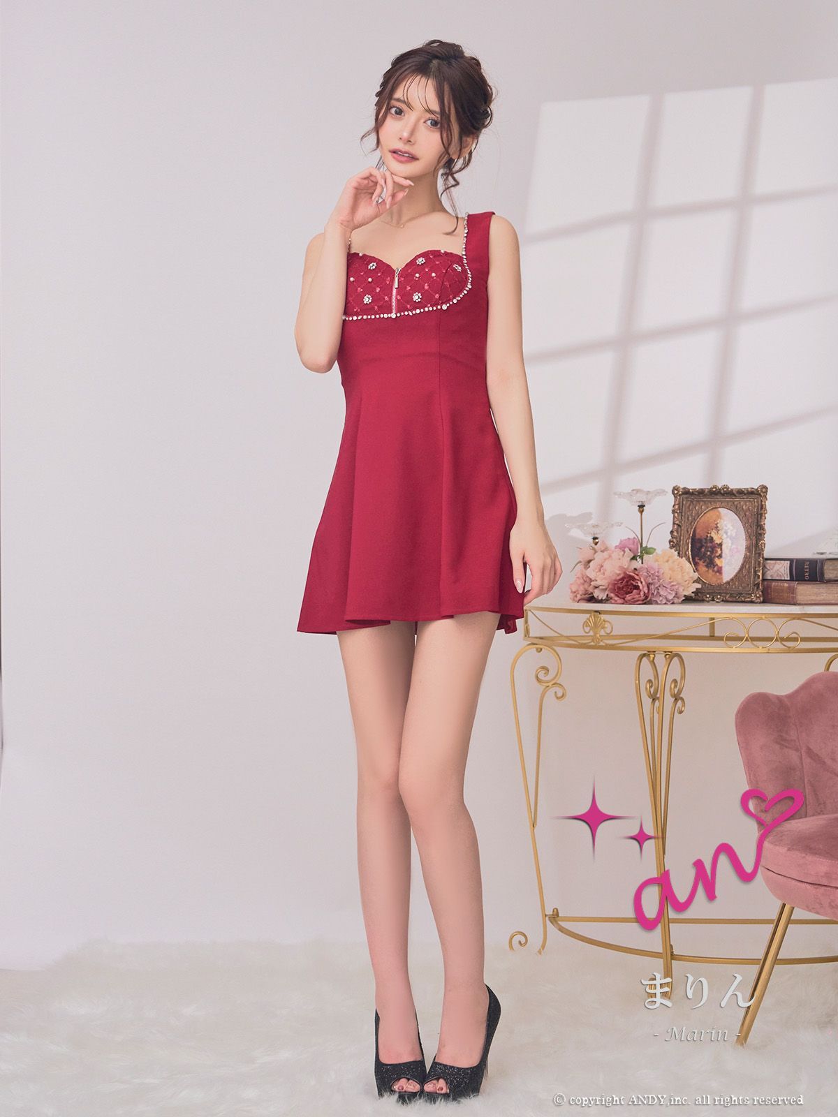 リボン ミニドレス