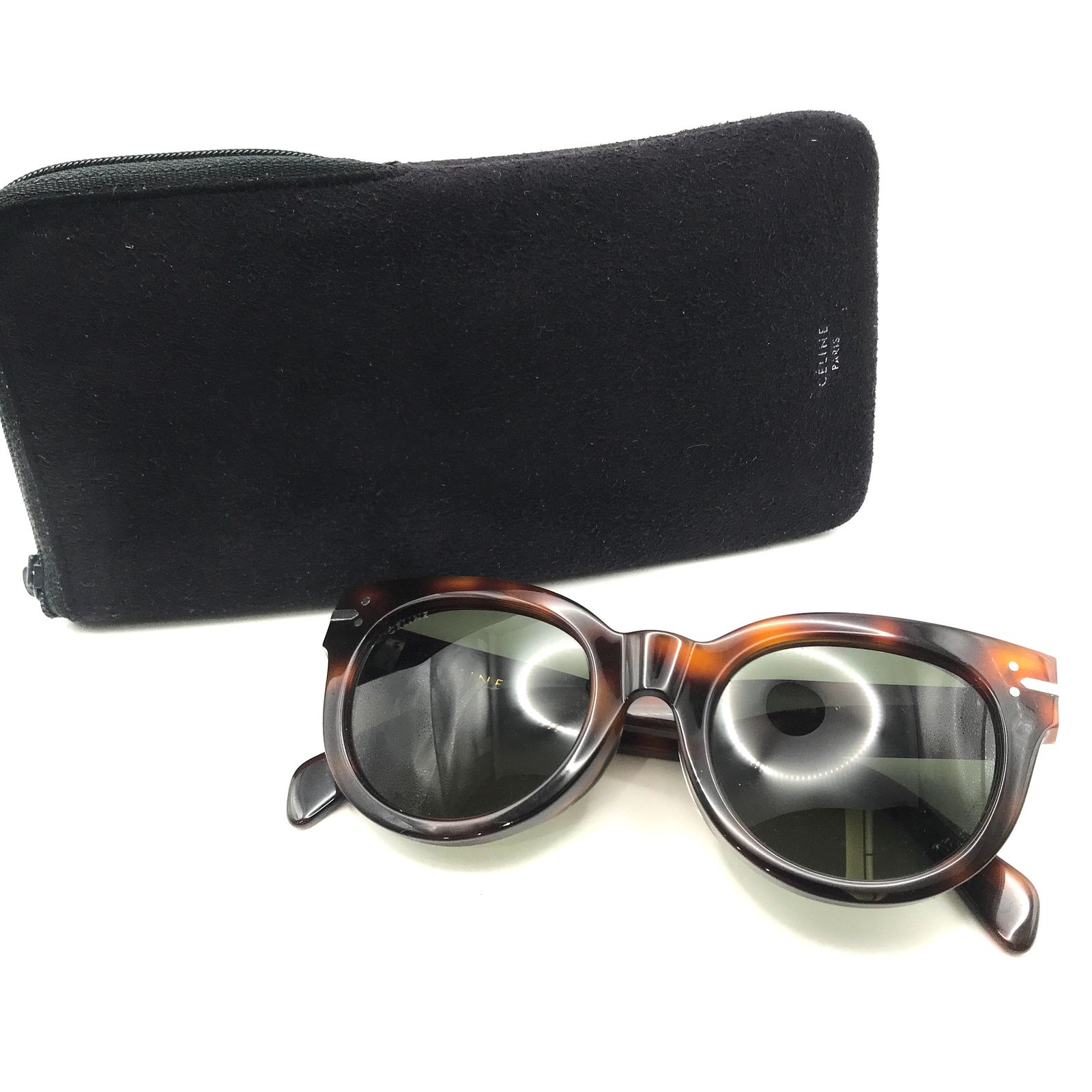 【美品】CELINE サングラス　ブラウン(べっ甲) 美品 CELINE セリーヌ べっ甲 サングラス アイウェア ブラウン