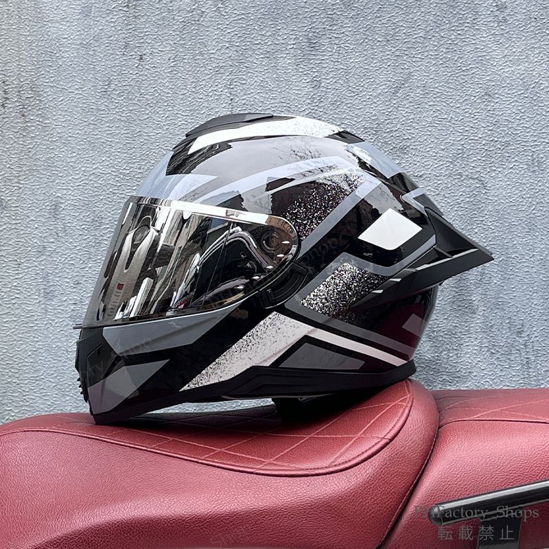 ヘルメット フルフェイスヘルメット バイク DOT認証 バイクヘルメット シールドヘルメット 耐久性 安全性 通気性 男女兼用 シールド6色選択可 おしゃれ ライトグレー＆ブラック B39