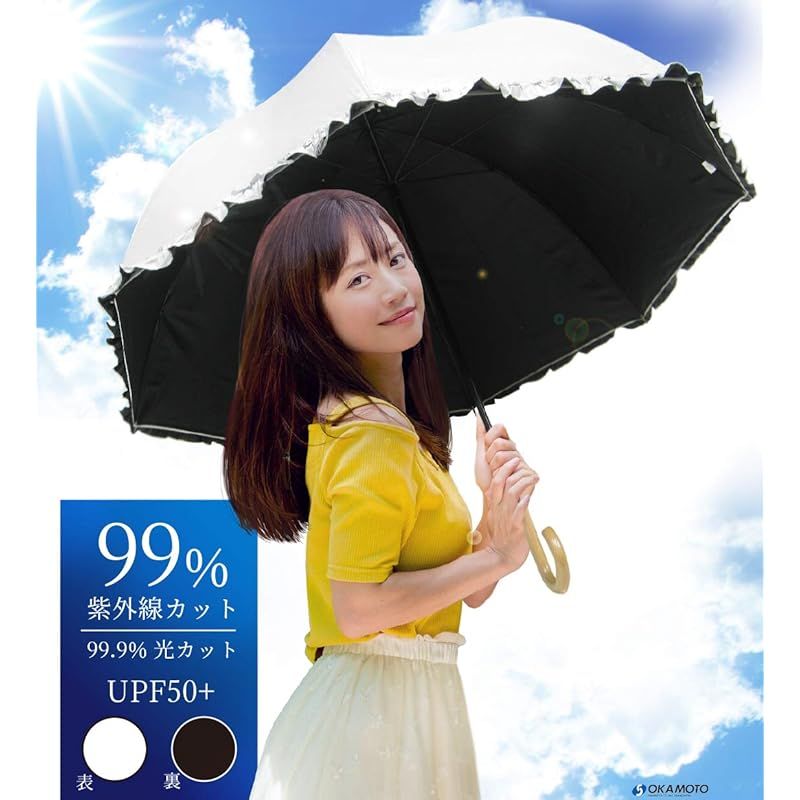 Lサイズ 晴雨兼用 日傘 UVカット 紫外線遮蔽率99％ 生地裏シルバーコーティング 小花と猫柄 かわいいドーム型（深張仕様） 60cm 手