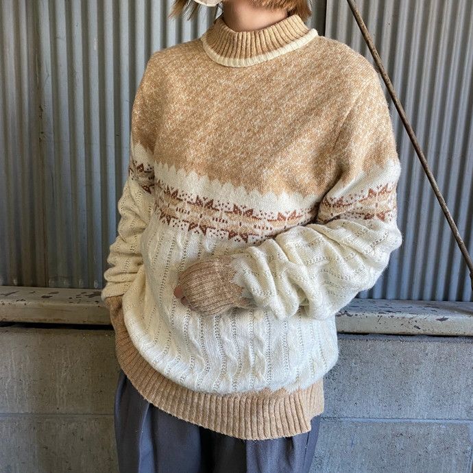 80年代 USA製 Jantzen ジャンセン ノルディック柄  ニットセーター メンズS
