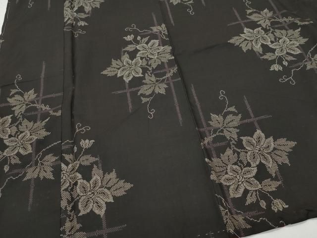 平和屋着物○本場大島紬 笹竹文 黒地 正絹 逸品 AAAU8343zg