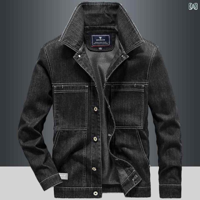 L 秋冬 コーデ メンズ 服 シンプル ファッション オシャレ 大人 かっこいい 大きいサイズ ストリート 紳士服 デニムジャケット バイク レトロ ブラックデニム カジュアル ジャケット