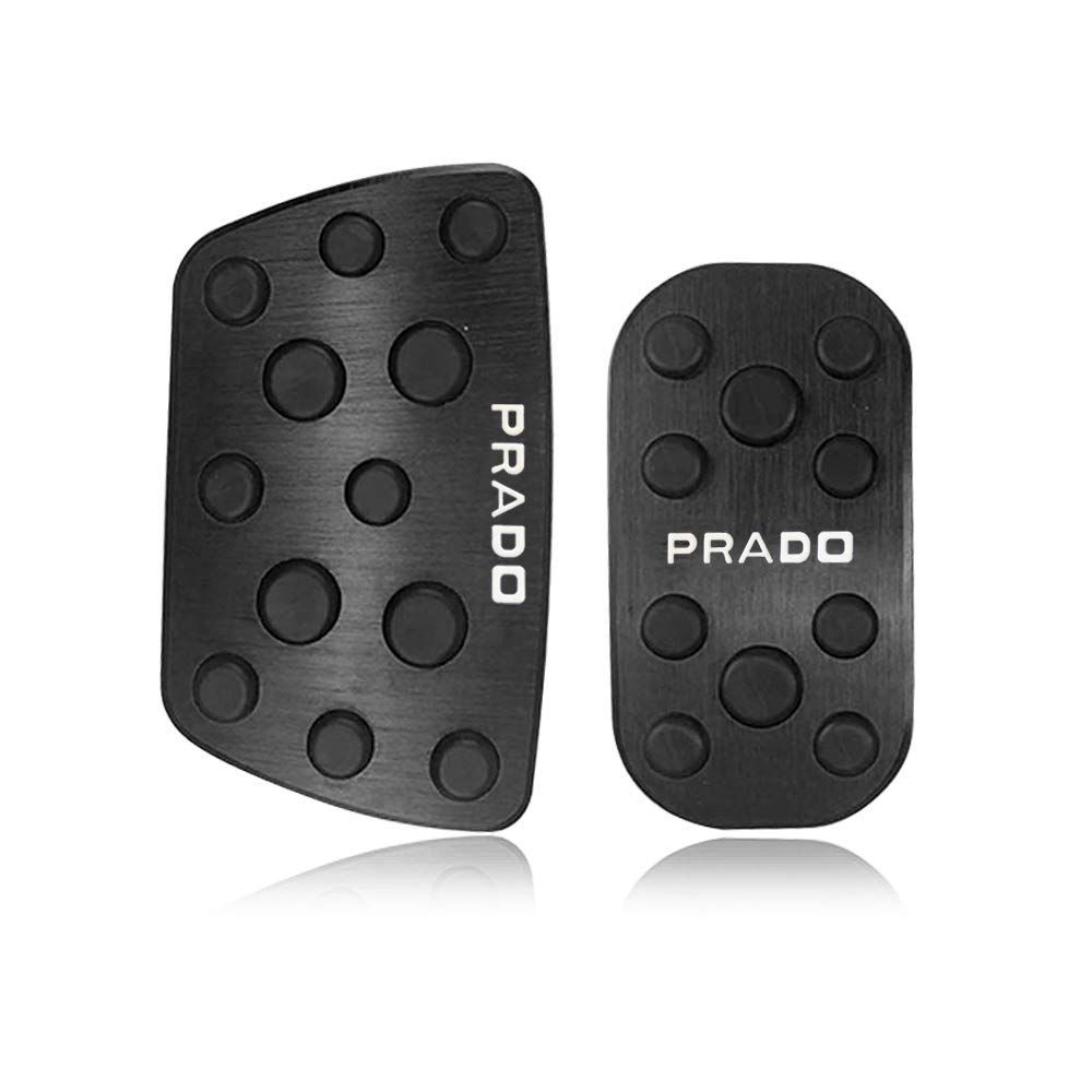 新品 LEXLEYS トヨタ ランドクルーザープラド 150系 前期/後期 アルミ ペダル アクセル ブレーキ カバー 工具不要 滑り止め付 被せる ゴム PRADOロゴ付 カスタムドレスアップ パーツ(ブラック)