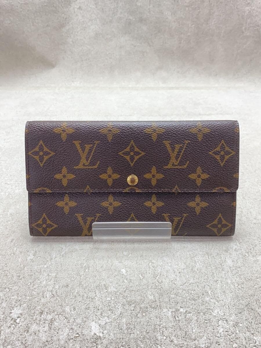 LOUIS VUITTON 1)ポシェット・ポルト・モネ・クレディ_モノグラム・キャンバス_BRW PVC ブラウン 総柄