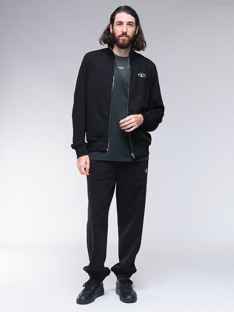 DIESEL (ディーゼル) オーバルDメタルロゴ ジップアップスウェット