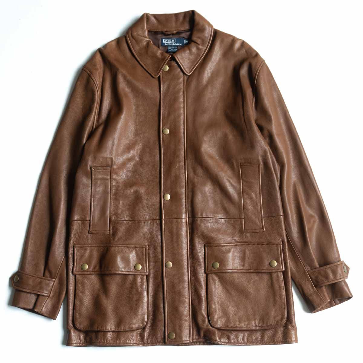 最 POLO RALPH LAUREN ディアスキン レザー ジャケット M ブラウン レザー ポロラルフローレン 25100865