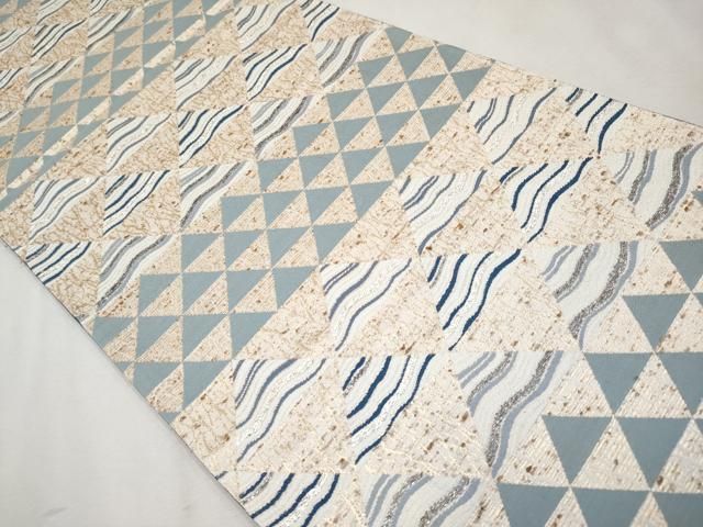 平和屋着物□極上 六通柄袋帯 藍染苑 本藍染糸織 銀糸 逸品 DZAA7198kh5