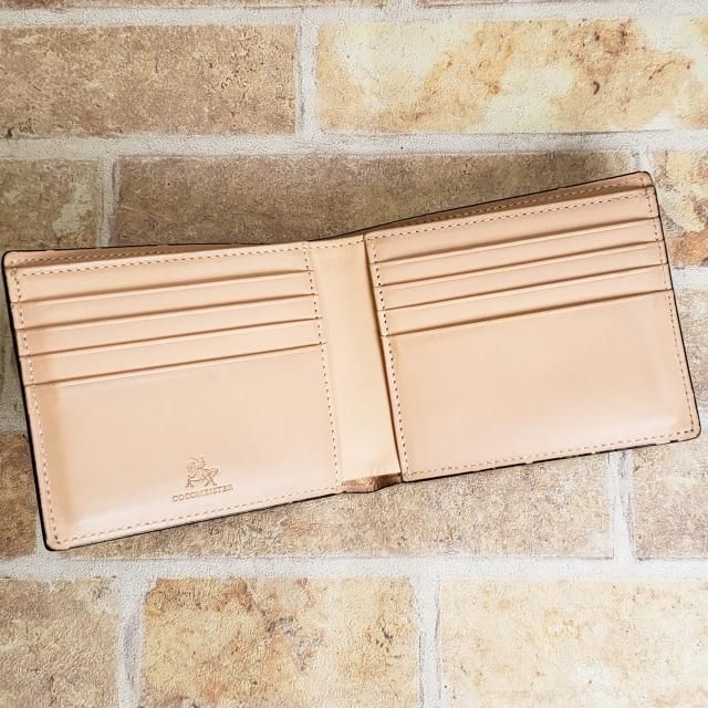 未使用 ココマイスター ☆ レザー 折札入れ 折財布 紺 ダークネイビー
