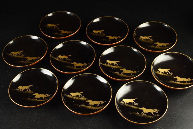 根来見返蒔絵馬文 吸物椀