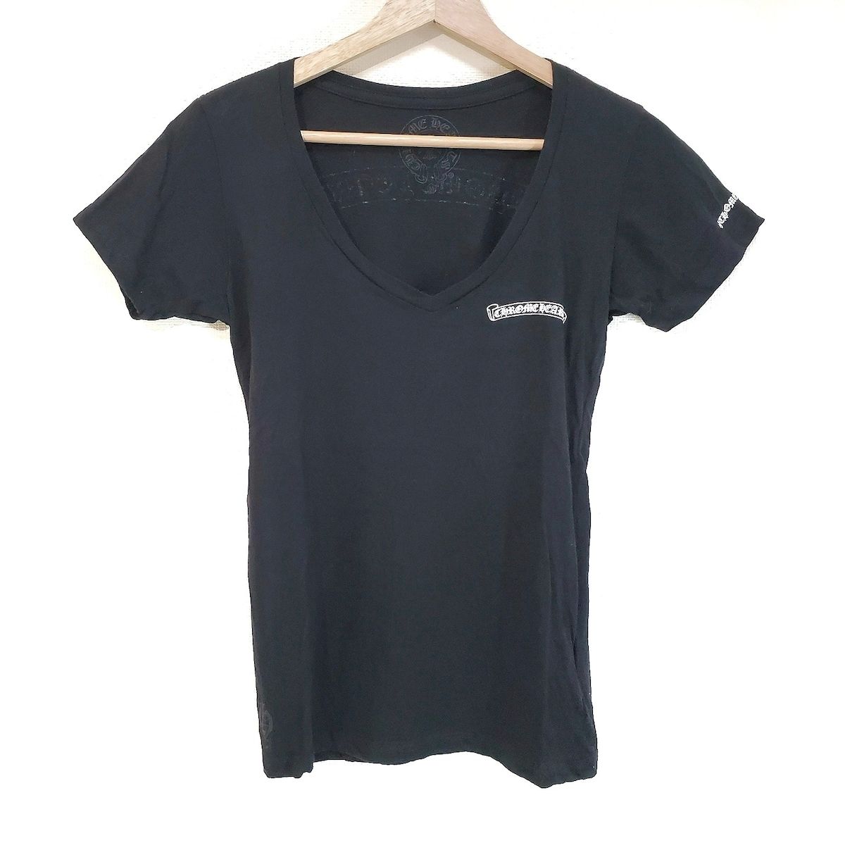 Chrome hearts(クロムハーツ) 半袖Tシャツ レディース美品 - 黒×白 V 