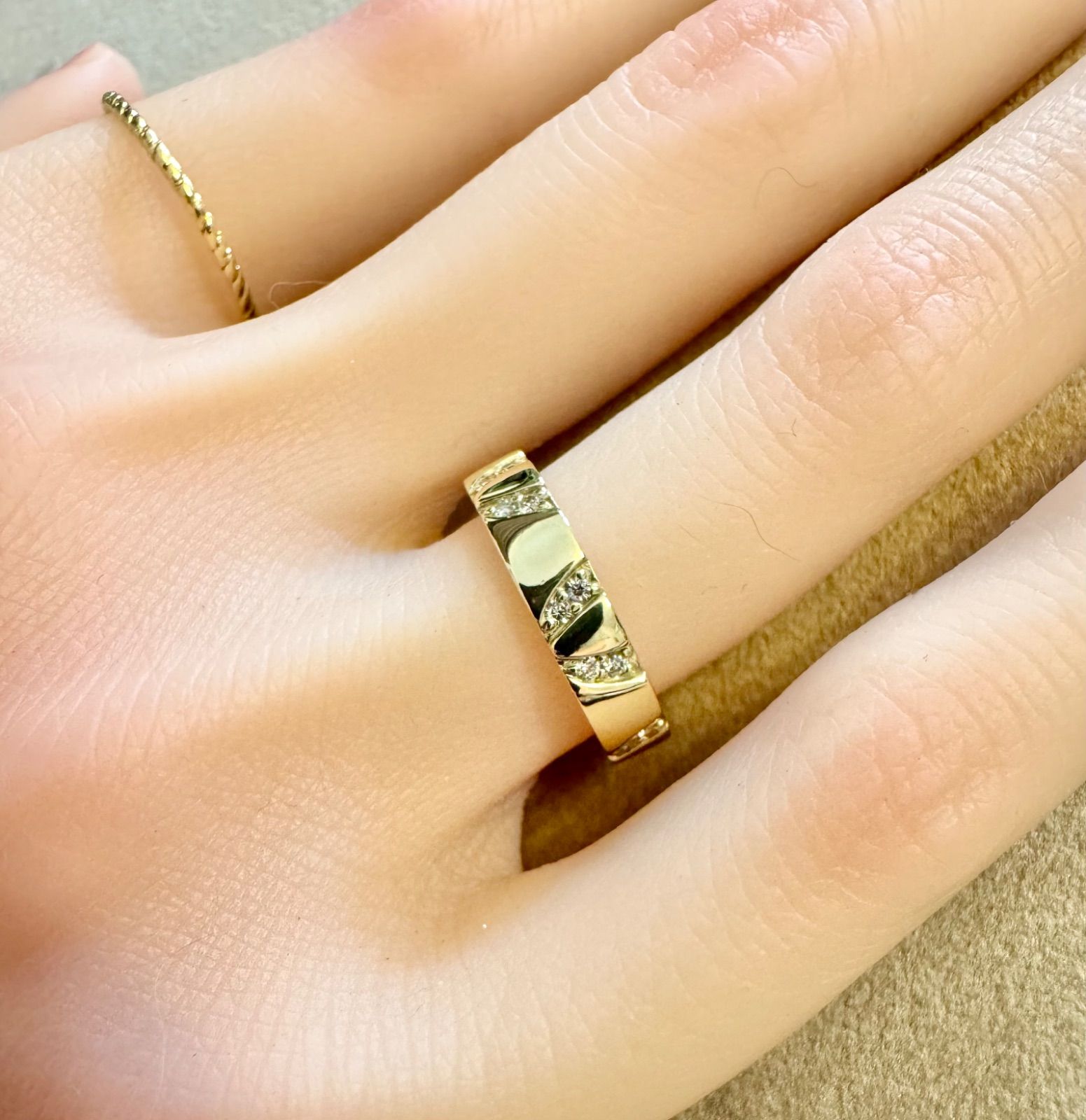 新品磨き済◆ギリオン◆12.5号*ダイヤモンド*K18*remax*健康リング 新品磨き済◇ギリオン◇12.5号*ダイヤモンド*K18*remax*健康リング